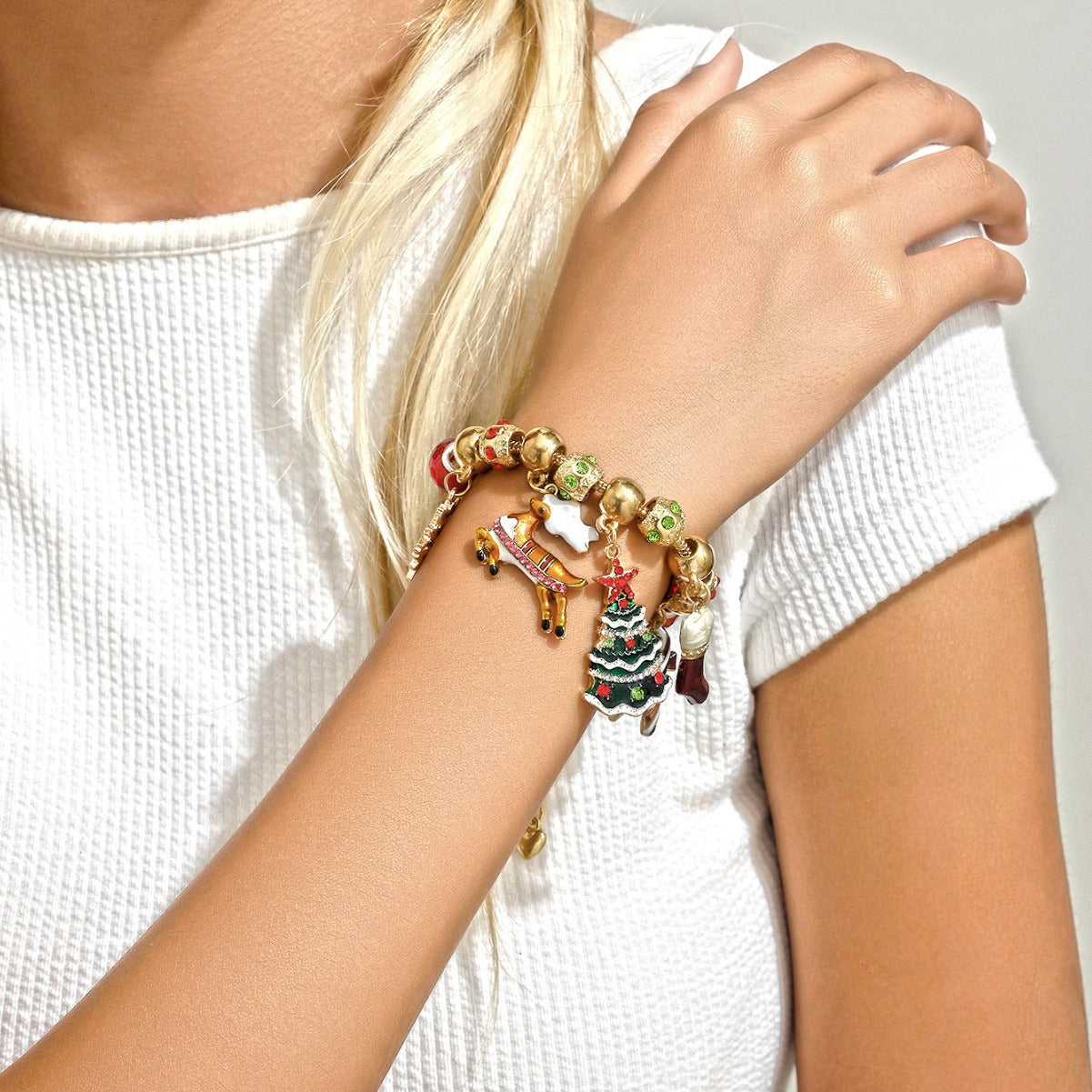 Wholesale Christmas Tree Elk Beaded Bracelets